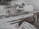 BOZZA DI PROGETTO SUL TEMPO Sequenza A 2009 Fusaggine su carta Fabriano cm 70x100.