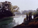 BRUME DI SETTEMBRE SULL'ANSA DEL PIAVE 2004 olio su tavola cm 40x80