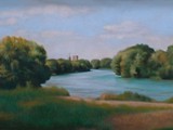 SINFONIA DI VERDI SUL PIAVE 1999 olio su tavola cm 45x103