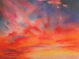 TRAMONTO INFUOCATO Pastello su carta Fabriano Tiepolo cm 70x50