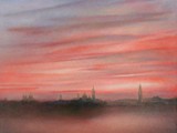 TRAMONTO SULLE BRUME 2006 olio su tela cm 70x70