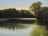 Giovanni Cesca 01 OMBRE INTENSE SULLE RIVE DEL PIAVE 2014 olio sutela cm 80x100
