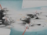 22 PARTITURA - RITMI IN ROSSO 2013 carboncino e matite colorate su cartone bianco  cm 30x120