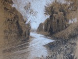 LE MURA VERSO PORTA SANTI QUARANTA 2010 Carboncino e creta bianca su cartone bruno cm 24,5x19,5