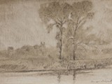PAESAGGIO DEL SILE A PORTEGRANDI 2010 Matita e creta bianca su carta grigia cm 19,5x34,2