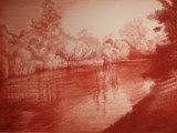 RIVERBERI DI LUCE NELLA STORGA 2009 sanguigna su carta Fabriano Tiepolo cm 70x100