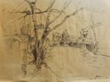 SCHIZZO DEL PONTE DI DANTE 01 2009 Fusaggine su carta cm 38x50