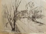 SCHIZZO DEL PONTE DI DANTE 02 2009 Fusaggine su carta cm 38x50