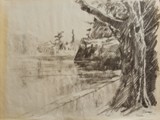 SCHIZZO DELLE MURA AL CASTELLO ROMANO 2009 Fusaggine su carta cm 38x50